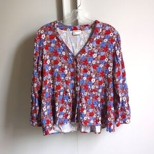 Frank & Oak floral slightly cropped overpiece size S small